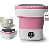 Mini Portable Washing Machine, Foldable 20L/5 Gallon Collapsible Washer, Quiet Compact Laundry Bucket for Dorm, Apartment, RV, Camping, and Travel, Light Pink