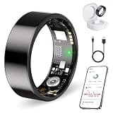 Smart Ring for Women Men, Health Tracker Ring with Heart Rate Blood Oxygen Sleep Monitor, Step Tracker. IP68 Waterproof Fitness Ring Compatible with Android & iOS No Subscription fees (Black, 11#)
