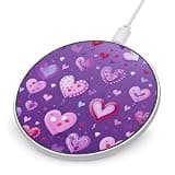 Purple Love Pattern Wireless Charger, Fast Charging Pad