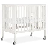 Dream On Me Jett Portable Mini Crib, Non-Full Size Baby Crib for Small Spaces, 3 Mattress Heights, Compact Travel Design, Includes Mattress, GREENGUARD Gold & BSA Certified, Cannoli Cream