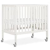 Dream On Me Jett Portable Mini Crib, Non-Full Size Baby Crib for Small Spaces, 3 Mattress Heights, Compact Travel Design, Includes Mattress, GREENGUARD Gold & BSA Certified, Cannoli Cream
