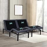 Naomi Home Split King Size Ergonomic Adjustable Bed Base with Basic Lumbar Support & Head Tilt, Back & Leg Massage, Wireless Remote, Assembly Needed - Split King, Gray