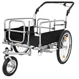 Heavy-Duty Bike Cargo Trailer, 3-in-1 Convertible Stroller & Pull Cart W/110lb Capacity, Steel Frame, 20" Wheels & Suspension for E-Bikes