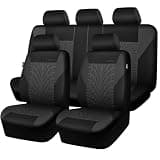 CAR PASS Car Seat Covers Full Sets, Front & Split Rear Bench for Car, 3D Tyre Embossed Automotive Interior Covers, Airbag Compatible, Quick Setup Universal Fit Seat Covers for Car, SUV(Charcoal)