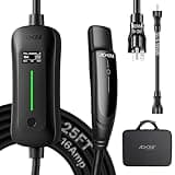 AIXINE Level 1&2 EV Charger,Tesla EV Charger NACS 16A with 25FT Extension Cord Cable,Portable Electric Car Charger 240V NEMA 6-20 Plug&120V NEMA 5-15 Adapter Compatible with All Tesla Models
