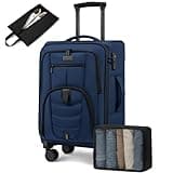 LOVEVOOK Business Softside Checked Luggage with 15.6/17.3 Inch Laptop Compartment, 24 Inch Checked Suitcase with Spinner Wheels, Large Capacity Luggage with TSA Lock for Business Trip Travel Navy Bule