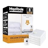 MoJoTools Vacuum Storage Bags with Electric Pump,8 Extra Large Jumbo storage Space Saver Bags (40x31 Inch) for Bedding,Comforters,Blankets,Clothing,Pillows,Jackets,Coats,Vacuum Seal Bags for clothing
