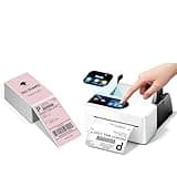 Phomemo 4x6 Shipping Label Printer with Touch Screen, Wireless Bluetooth Thermal Printer for Small Business & Packages with 250 Sheet Commercial Grade Permanent Adhesive Fanfold Mailing Postage Label