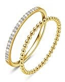 2-Pack 14K Gold Plated Stackable Bands for Oura Ring Gen 5, Slim 1.8mm Cubic Zirconia Simulated Diamond Stacking Rings Oura Ring Jacket Accessories for Women (Gold, 6)