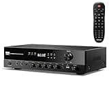 Donner Stereo Receivers, 5.1 Channel Audio Amplifier with Bluetooth 5.3, Optical/Coaxial, USB, FM, 2 Mic-in, Echo, RCA, AC-3 Input for Home, Karaoke, Theater Speakers, 60W/4R & 25W×3 RMS, MAMP4