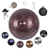22 Inch Handpan Drum, 9/10/12 Notes Instrument Hand Pan With Stand Portable Storage Bag Mallets, 432/440Hz Hand-Tuned Steel Percussion Instrument For Meditation Yoga(C,432HZ/9Note)