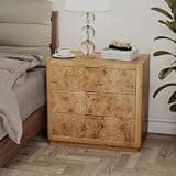 COZAYH Burl Dresser, Farmhouse Fully Assembled 3 Drawer Nightstand, Natural
