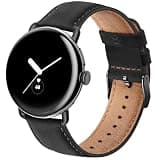 EVPLNT Leather Bands Compatible with Google Pixel Watch 4/3/2/1 41mm And 4/3 45mm for Men Women, Top Grain Genuine Leather Replacement Strap (Black, For Pixel Watch 4/3 45mm)