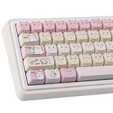 TYRIXKI PBT Keycaps 145 Keys Cute Keycap Dye-Sublimation Lazy Cat Keycaps Mao Profile Custom Keycap for Cherry Gateron MX Swithes Mechanical Gaming Keyboards