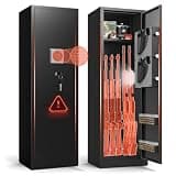 ANXINWEI 5-7 Gun Safe for Rifle, Gun Cabinet with Keypad Lock for Rifles and Shotguns, Quick Access Home Gun Safe with Removable Shelf, Adjustable Gun Rack, LED Light, Assembly Required