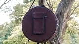 ARAW Shamanic Drum Bag, Handmade Cotton Fabric Frame Drum Case with Backpack Straps, Front Pocket, Padded, Brown (18 Inches Diameter X 3 Inches Depth)