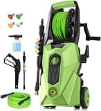 Electric Pressure Washer 5000 PSI,4GPM Power Washer with Foam Cannon,Portable Cleaner with 33ft Hose Reel,4 Nozzle Tips,and Soap Bottle for Cars/Home/Driveways/Patios/Decks/Fences (Green)