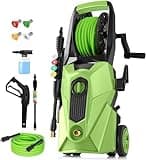 Electric Pressure Washer 5000 PSI,4GPM Power Washer with Foam Cannon,Portable Cleaner with 33ft Hose Reel,4 Nozzle Tips,and Soap Bottle for Cars/Home/Driveways/Patios/Decks/Fences (Green)