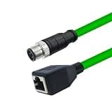 for Industrial Line Extension Wire D Type RJ45 4 Pin Male to RJ45 Female Shielded CAT6 Ethernet Network Cable 1M