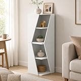 Furevol Corner Bookcase, Stackable 2-in-1 Bookshelf, Book Shelf with Display Shelf, 16.1 x 16.1 x 49.1, for Bedroom, Living Room, Home Office, White