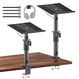 2 Pack Desk Clamp Studio Monitor Stands, Adjustable Tilt&Swivel Desktop Studio Speaker Stands for PreSonus, JBL Nano K, Height Adjustable Monitor Speaker Mounts for KRK, Klipsch, Polk Wr Headset Hook