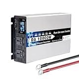 HENGJINGTR 10000W Pure Sine Wave Inverter DC 12/24/48/60V/72V to AC 220V 110V 120V Car Inverter Solar Power Inverter for Home and Camping RV with 2 AC Sockets,12V to 220V 60Hz