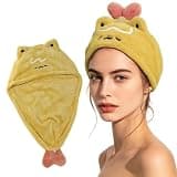 YUEYOUMI Fried Shrimp Hair Drying Towel Fast Absorbent Wrap for Wet Hair
