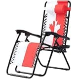 OS MOTOR Zero Gravity Chair, Portable Folding Reclining Lounge Chairs with Adjustable Pillow and Cup Holder for Outdoor, Patio, Beach, Camping, Garden, Poolside, Maple Leaf Inspired Design