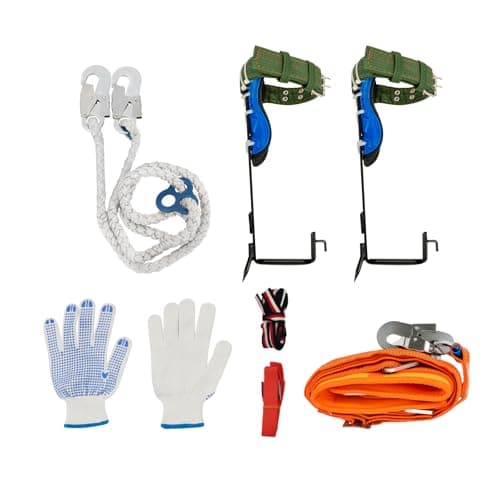 SOKDNHF Tree Climbing Spike Set, Safety Belt Straps Tree Climbing Tool Kits with Sharp and Hard Stainless Steel Claws, Adjustable Tree Climbing Tool for Mountaineering, Tree Climbing, Indoor Climbing