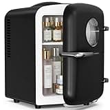 Antarctic Star Compact Mini Fridge, 4L Capacity/6 Cans Portable Cooler and Warmer Compact Refrigerator, for Bedroom,Car,Office and Dorm, Small Cooler and Warmer for Cosmetics, Beverage and Food, Black
