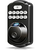 Veise KS02A Fingerprint Keyless Entry Door Lock, Auto Lock, Electronic Keypad Deadbolt for Front Door, Biometric, Anti-Peeping Password, Easy Install, Matte Black