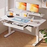 COMHOMA Electric Standing Desk with Drawers, 48 x 24'' Sit Stand up Desk with Monitor Stand, Laptop Stand, Height Adjustable Ergonomic Home Office Computer Desk with Memory Preset Controller