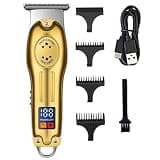 DAXXIN Hair Clippers, Portable Mini Electric Hair Clippers LCD Display Trimmer Rechargeable Hair Cutter Machine(Gold)