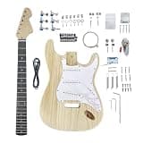 Conboxus DIY Electric Guitar Kit with Paulownia wood Body and Basswood Neck, 21Fret 648mm 6-String Electric Guitar Kits Complete DIY Guitar Making Kit for Adults Beginner Luthier Gift
