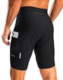 Bikewa Men's Bike Shorts 4D Padded Cycling Shorts for Men Road Riding Biking Bicycle Zipper Pockets(Black,XL)