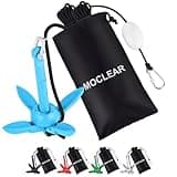 Moclear Kayak Anchor Kit, 1.5 lb Compact Folding Grapnel Anchor for Kayaks, Canoes, SUPs, Jet Skis, Small Boats - Lightweight Portable Marine Boat Anchor with Rust-Resistant Design (Blue)