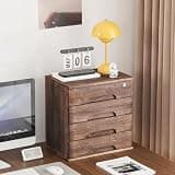 YHdtUO Solid Wood Desktop File Cabinet with Lock 3 Drawer Office Storage Box for nizing Documents Flat File,A-4 Layer