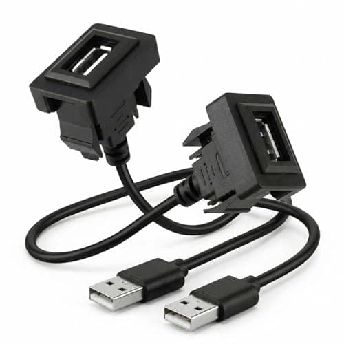 Msvueioe 2PCS Car USB Port Panel Mount for Toyota, 34 × 23mm Square USB Dash Port Male to Female Extension Cable Adapter Compatible with Corolla Camry RAV4 Highlander Prius Land Cruiser