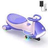 FanttikRide N7 Classic Electric Wiggle Car with Pedal, Rechargeable Battery, Ride on Toys, Swing Car, 2 Speeds, Anti-Rollover, Flashing Light Wheels, Bluetooth, Ages 3+, 150 Lbs, Pink
