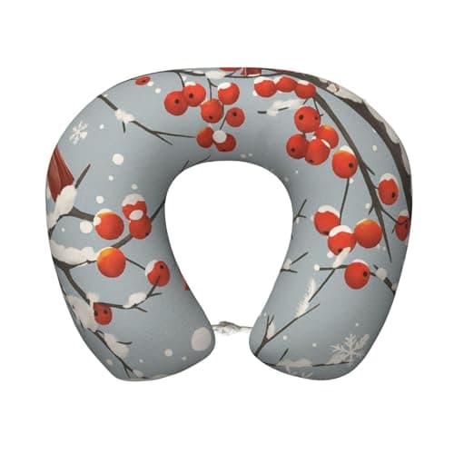 Winter Cardinal Bird in Snowy Tree Travel Pillow Memory Foam U Shaped Neck Pillows Super Lightweight Portable Headrest