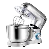 Aucma Stand Mixer,6.5-QT 660W 6-Speed Tilt-Head Food Mixer, Kitchen Electric Mixer with Dough Hook, Wire Whip & Beater (Silver, 6.5QT)