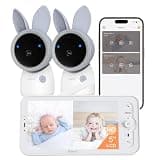 ARENTI 4MP Baby Monitor with 2 Cameras, 5" Screen Video Baby Monitor, Dual-Band 2.4G/5G WiFi with App, Split-Screen View, Auto Tracking, Cry&Motion Detection, Temp&Humidity, Night Vision, 2-Way Talk