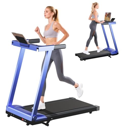DeerRun Foldable Treadmill for Home with 6% Manual Incline & Handlebar, Compact Folding Walking Pad Treadmill for Walking, Jogging & Running, 0.6-7.5 MPH, 300 lb Capacity, App & Remote Control