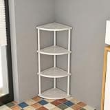 Wooden Corner Shelf, 3 Tiers, Multi-Layer Storage Cabinet, Sideboard, Gap Storage, Rounded Corners, Open Rack, Shelf, Storage Shelf, Bookshelf, Corner Shelf for Living Room(5 Tiers)(B,4)