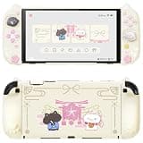 PlayVital Cherry Blossoms Kitten Protective Case for Nintendo Switch 2 with Stand | Cute Cat Ear & Paw Silicone Grips, Dockable Hard Shell, 2 Joystick Caps | Full-Body Protection Cover, Antique Yellow
