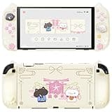 PlayVital Cherry Blossoms Kitten Protective Case for Nintendo Switch 2 with Stand | Cute Cat Ear & Paw Silicone Grips, Dockable Hard Shell, 2 Joystick Caps | Full-Body Protection Cover, Antique Yellow