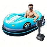 XIVUIFOI Electric Pool Bumper Boat. Motorized Pool Float w/Joystick Control,w/Cordless Pump Included,Inflatable Bumper Boat for Pool,Lake & Summer Water Fun (Blue 2batteries)