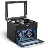 Anyasun Automatic Double Watch Winder,Watch Winder with 8 Extra Storage Display Box,Japanese Quiet Motor, LED Light, Adjustable Watch Pillows, AC Adapter (Black)