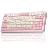AULA F75 75% Wireless Mechanical Keyboard, Hot Swappable Pink Creamy Keyboard, Pre-lubed Linear Switches, PBT Keycaps, 2.4GHz/Type-C/BT5.0, RGB Backlit Computer Gaming Keyboards for Office/Laptop/PC