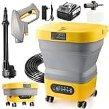 Cordless Portable Washer with 4 Gal Water Tank for Car, RV, Garden, Patio, Fence, Foldable Electric Power Washer Cleaning Tool with 360° Rotating Nozzle